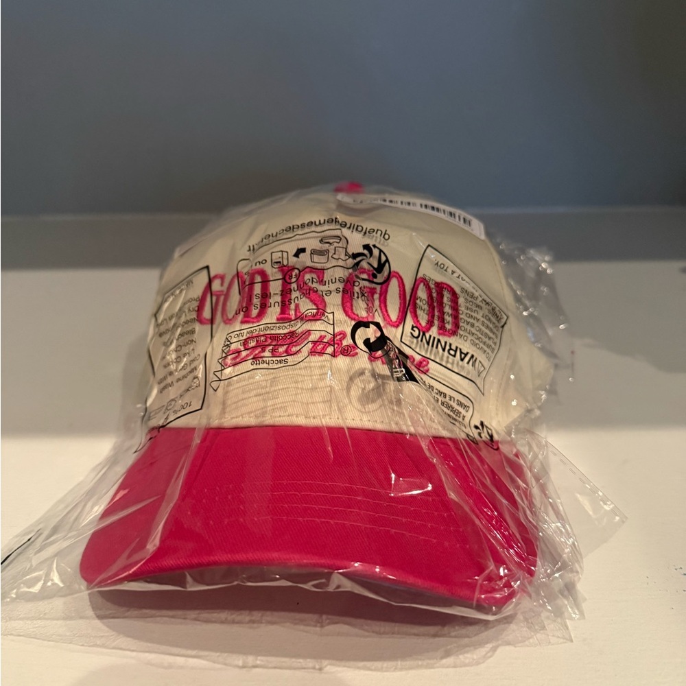 Pink and Cream Graphic Cap